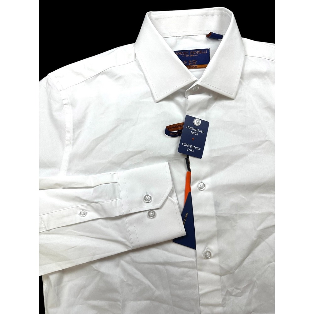 NEW Giorgio Fiorelli M5 White Expandable Neck Dress Shirt Men's 15 34/35 Sleeves